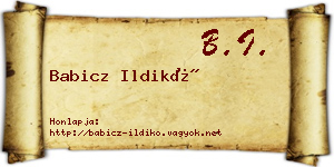 Babicz Ildikó névjegykártya